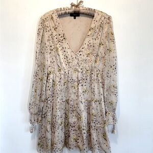 Aakaa Tiered Puff Sleeve Spring Mini Dress